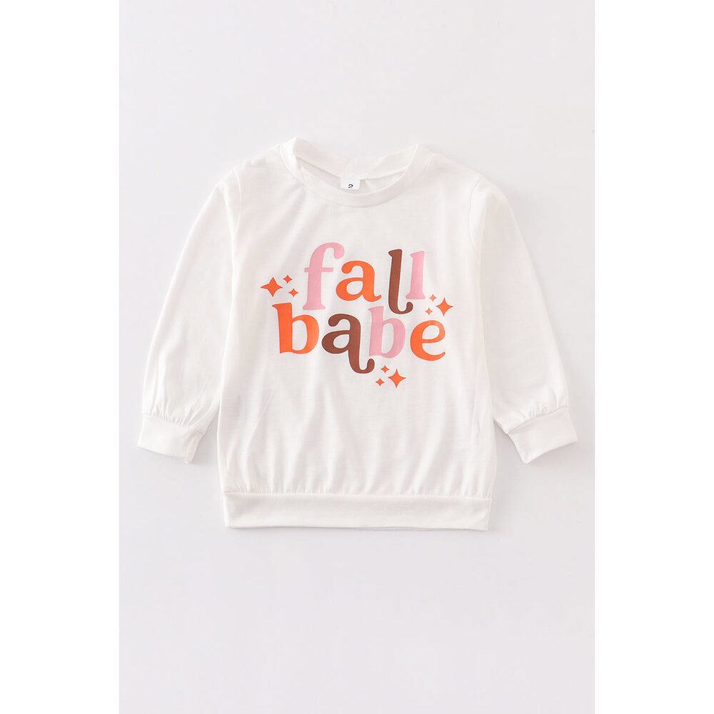 White fall babe sweatshirt top